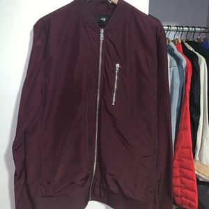 Burgundy bomber jacket